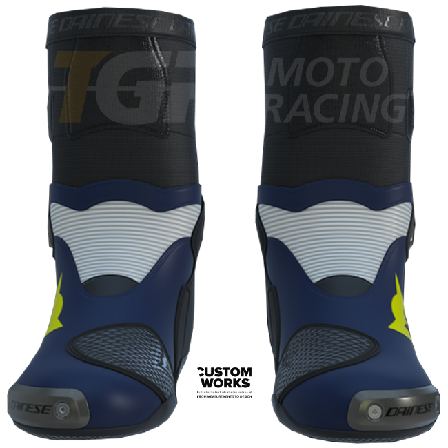 Dainese Axial 2 utrka i cestovne motociklističke čizme | Muškarci | Yamaha plava / bijela / fluo žuta | Custom Works 
