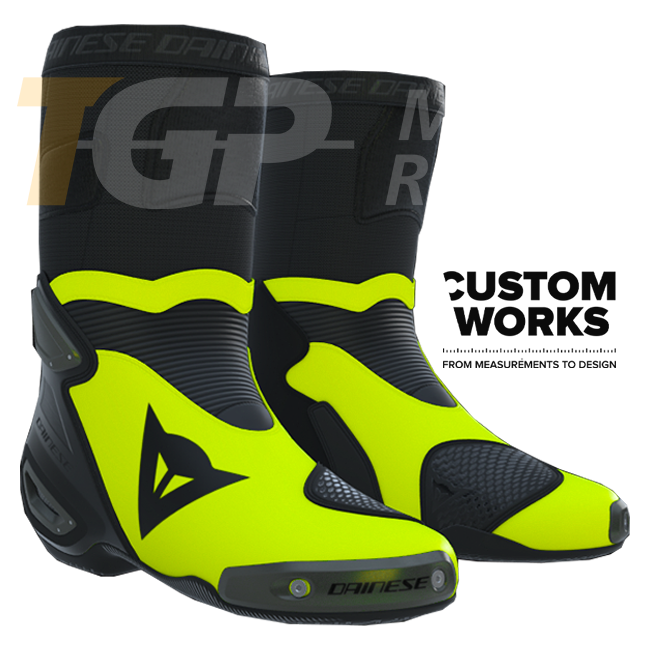 Dainese Axial 2 Racing i ulične motociklističke čizme | Muškarci | Crna / Fluogelb | Custom Works 