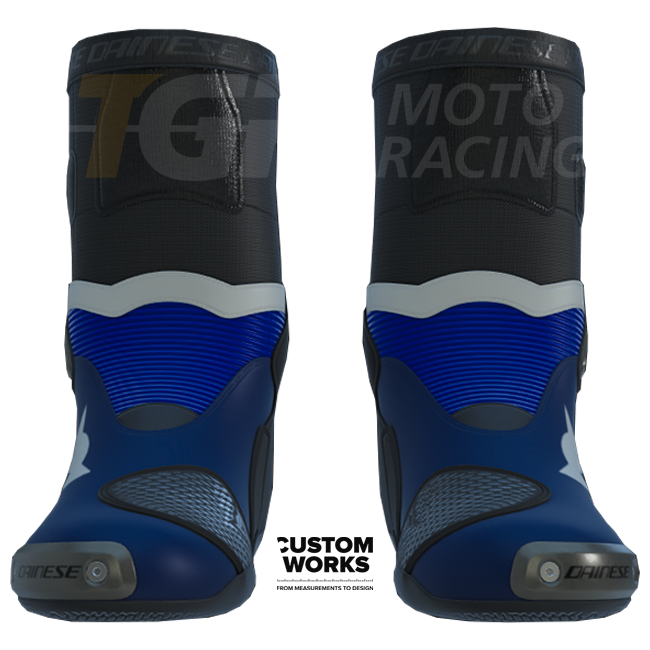 Dainese Axial 2 Racing i cestovne motociklističke čizme Prima Pramac Yamaha MotoGP Replica | Muškarci | Ljubičasta / Yamaha plava / Bijela | Custom Works 