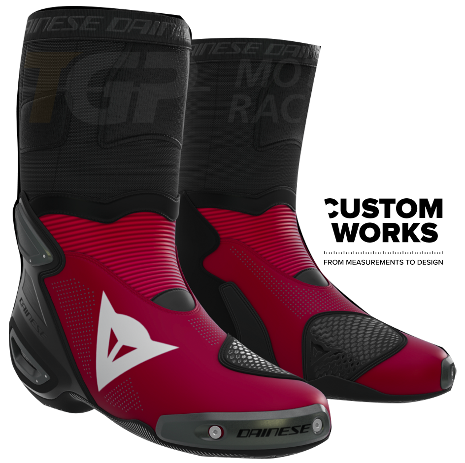 Dainese Axial 2 Air Racing i cestovne motociklističke čizme Nicolò Bulega Replica 2026 | Muškarci | Dainese crvena / bijela | Custom Works 