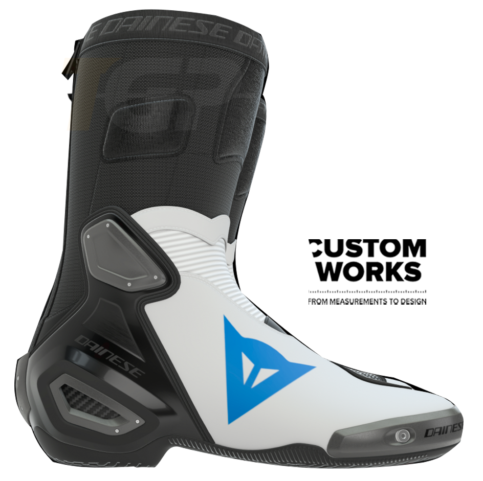 Dainese Axial 2 Racing i cestovne motociklističke čizme | Muškarci | Bijelo / Nebo-plavo | Custom Works 