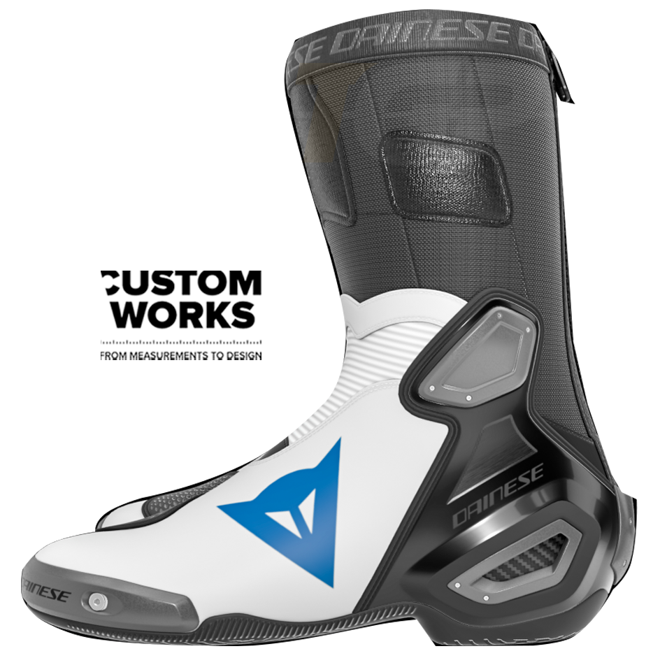 Dainese Axial 2 Racing i cestovne motociklističke čizme | Muškarci | Bijelo / Nebo-plavo | Custom Works 