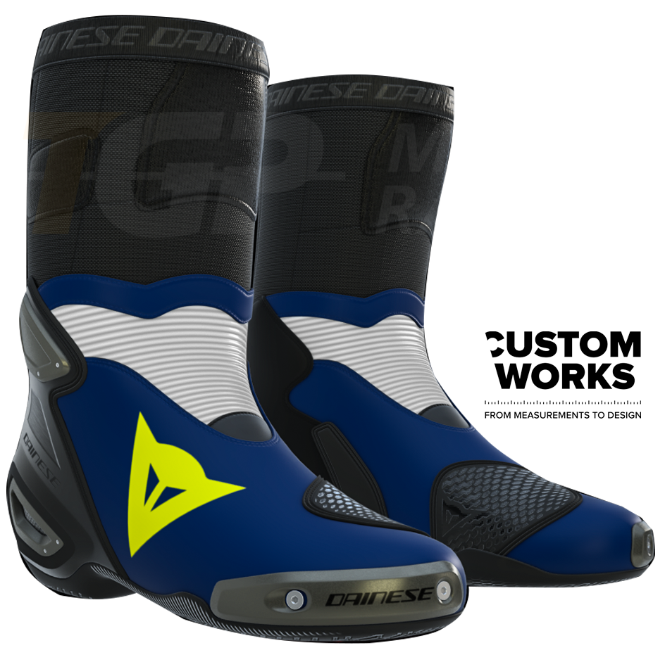 Dainese Axial 2 utrka i cestovne motociklističke čizme | Muškarci | Yamaha plava / bijela / fluo žuta | Custom Works 