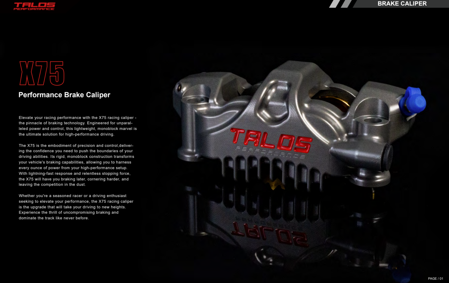 Talos X75 SBK Racing Monoblock P4 32/36 100mm kočiona čeljust sprijeda lijevo | X75.100.HD.L 