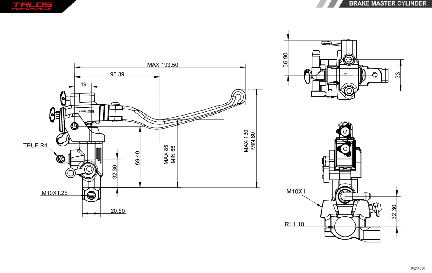 Talos CNC XS Radijalna Racing Kočiona Pumpa 19x18-20 | XS.19 