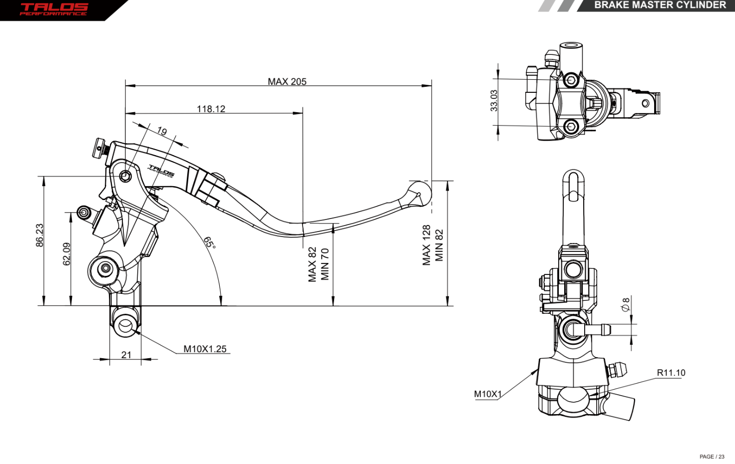 Talos CNC ST Radijalna Racing Kočiona Pumpa 14mm| ST.14 
