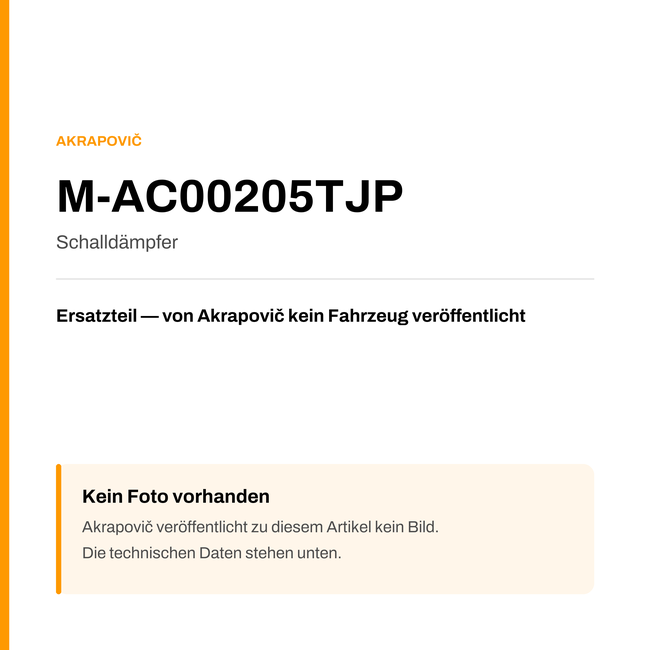 Akrapovic Schalldämpfer M-AC00205TJP — Platzhalter, kein Herstellerfoto verfügbar