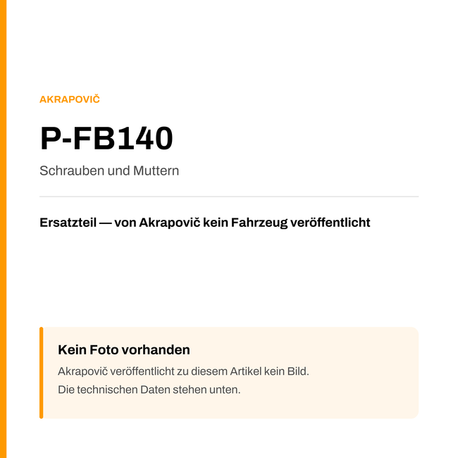 Akrapovic Schrauben und Muttern P-FB140 — Platzhalter, kein Herstellerfoto verfügbar