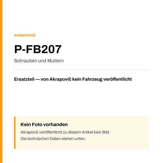 Akrapovic Schrauben und Muttern P-FB207 — Platzhalter, kein Herstellerfoto verfügbar