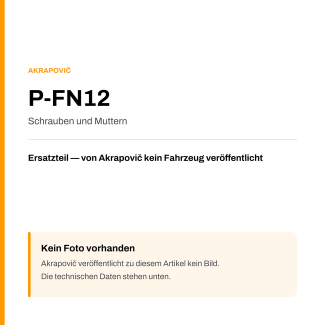 Akrapovic Schrauben und Muttern P-FN12 — Platzhalter, kein Herstellerfoto verfügbar