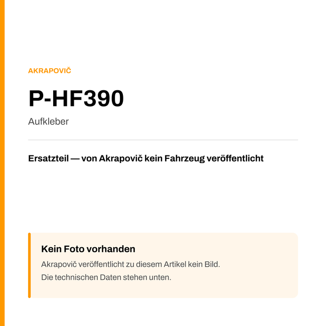 Akrapovic Aufkleber P-HF390 — Platzhalter, kein Herstellerfoto verfügbar