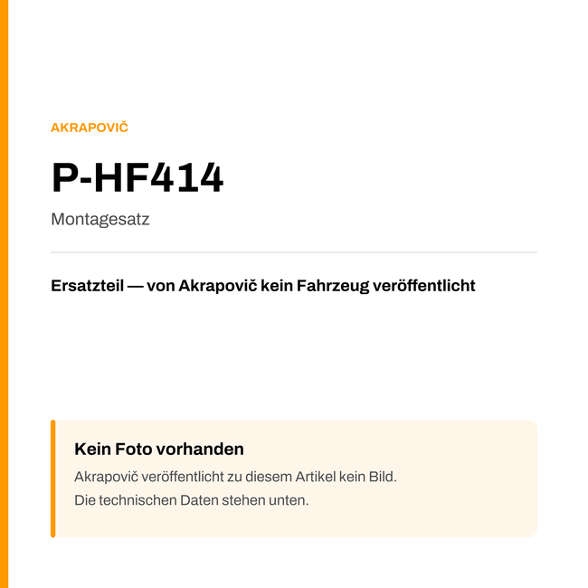 Akrapovic Montagesatz P-HF414 — Platzhalter, kein Herstellerfoto verfügbar
