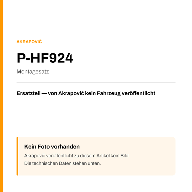 Akrapovic Montagesatz P-HF924 — Platzhalter, kein Herstellerfoto verfügbar