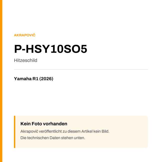 Akrapovic Hitzeschild Yamaha R1 (26-26) P-HSY10SO5 — Platzhalter, kein Herstellerfoto verfügbar