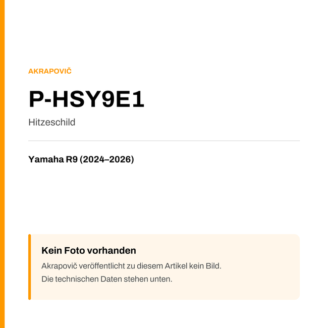 Akrapovic Hitzeschild Yamaha R9 (24-26) P-HSY9E1 — Platzhalter, kein Herstellerfoto verfügbar
