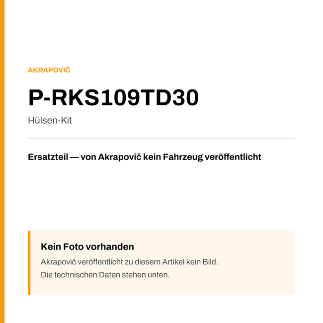 Akrapovic Hülsen-Kit P-RKS109TD30 — Platzhalter, kein Herstellerfoto verfügbar