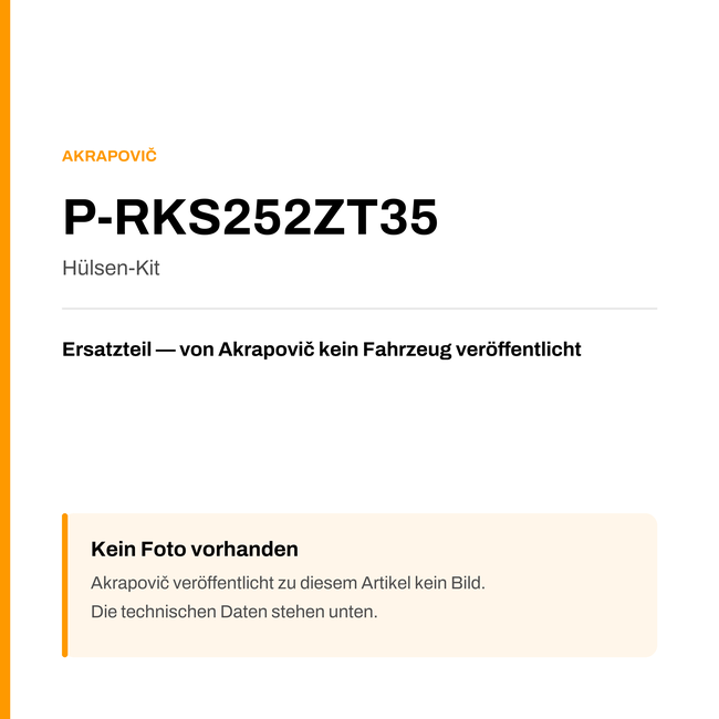 Akrapovic Hülsen-Kit P-RKS252ZT35 — Platzhalter, kein Herstellerfoto verfügbar