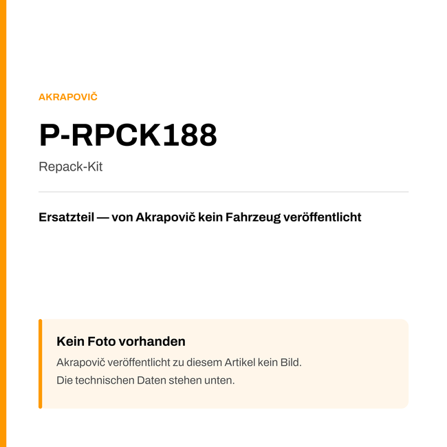 Akrapovic Repack-Kit P-RPCK188 — Platzhalter, kein Herstellerfoto verfügbar