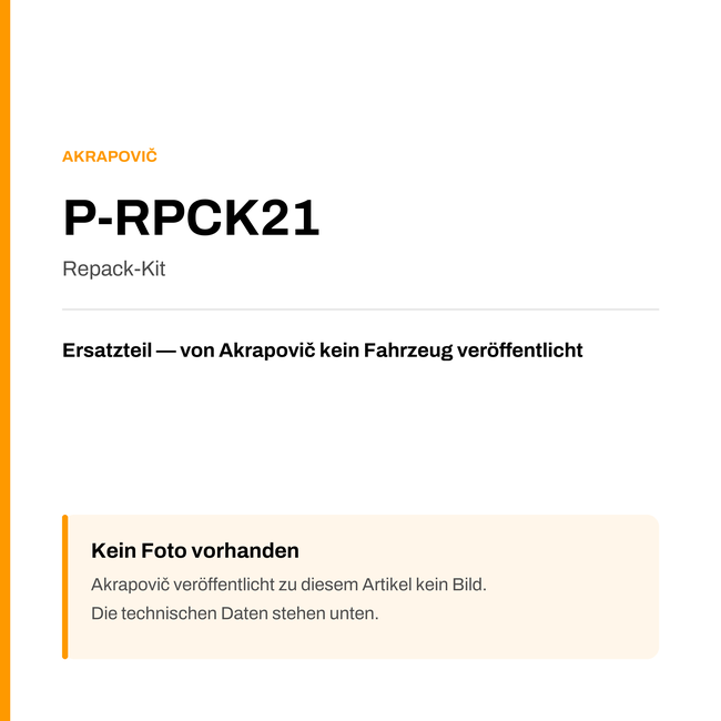 Akrapovic Repack-Kit P-RPCK21 — Platzhalter, kein Herstellerfoto verfügbar