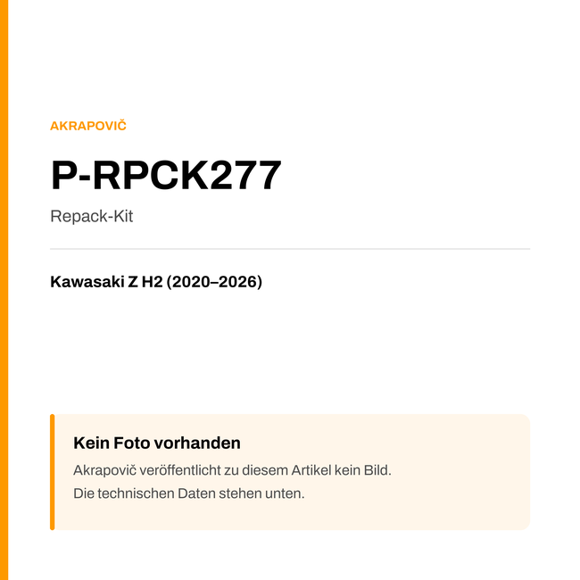 Akrapovic Repack-Kit Kawasaki Z H2 (20-26) P-RPCK277 — Platzhalter, kein Herstellerfoto verfügbar