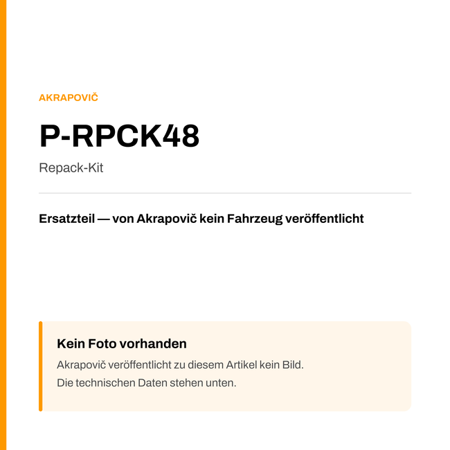 Akrapovic Repack-Kit P-RPCK48 — Platzhalter, kein Herstellerfoto verfügbar
