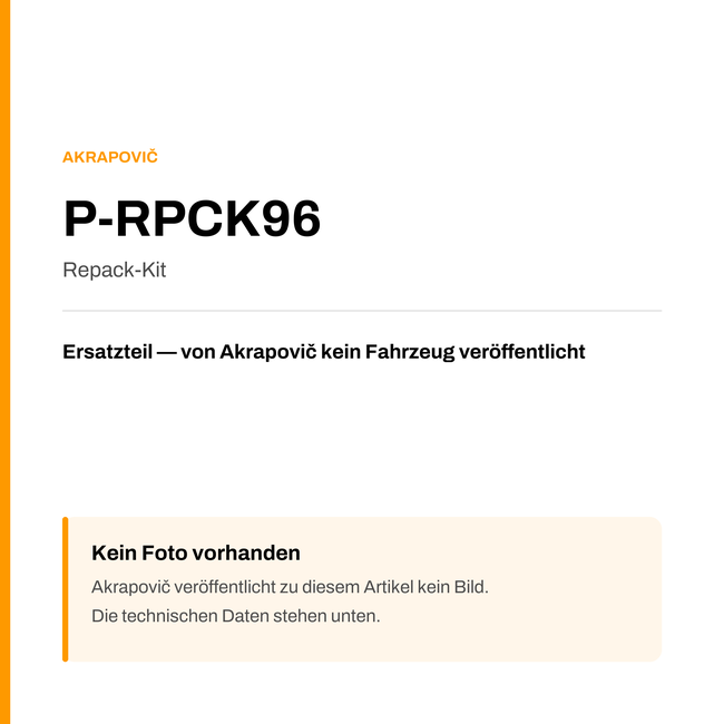 Akrapovic Repack-Kit P-RPCK96 — Platzhalter, kein Herstellerfoto verfügbar