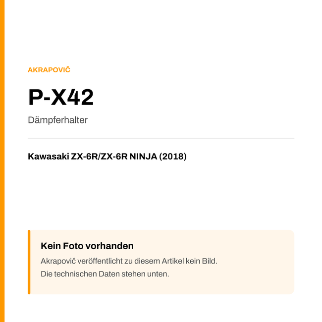 Akrapovic Dämpferhalter Kawasaki ZX-6R / ZX-6R NINJA (18-18) P-X42 — Platzhalter, kein Herstellerfoto verfügbar