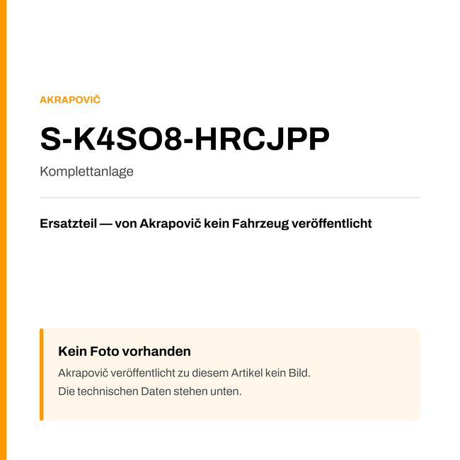 Akrapovic Komplettanlage S-K4SO8-HRCJPP — Platzhalter, kein Herstellerfoto verfügbar