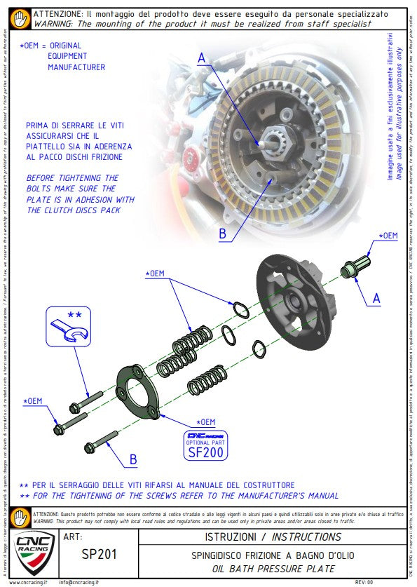 Pritisna ploča spojke Bi-Color CNC Racing Ducati Panigale V4/S (25-26) SP201S 