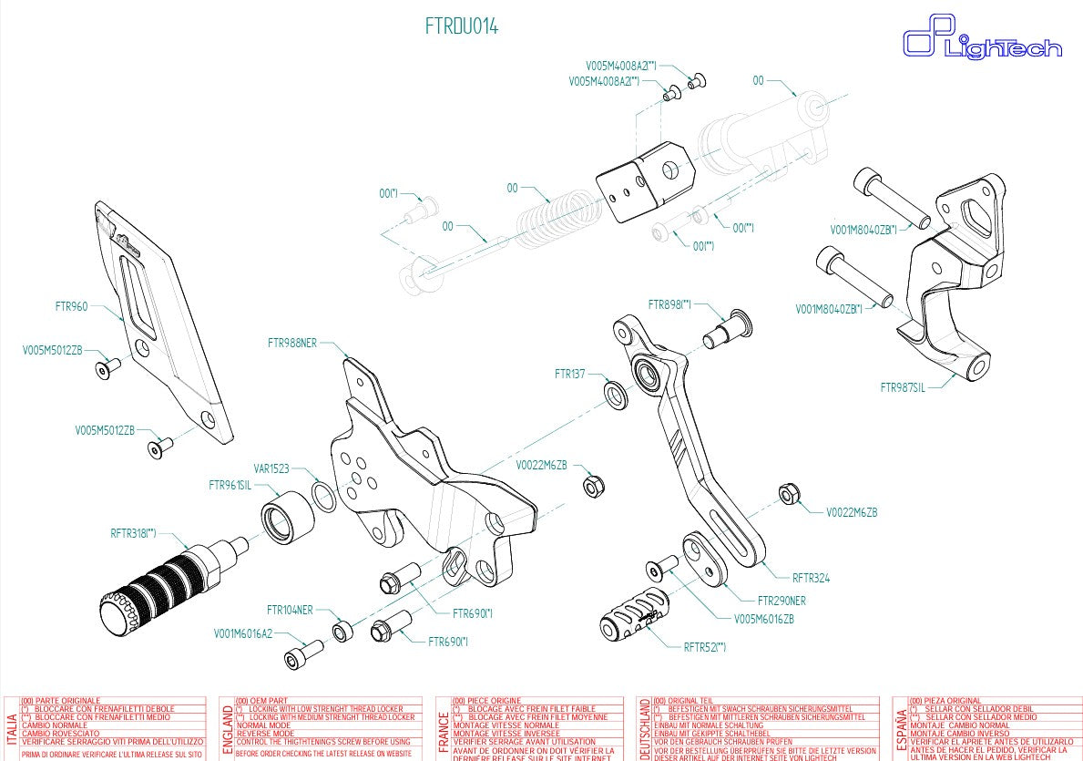 Sustav za prebacivanje brzina Track-Use LighTech za Ducati Panigale 1199/S/R (12-17) FTRDU014 