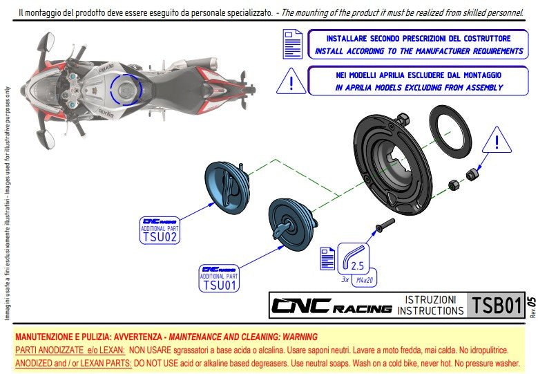 Poklopac rezervoara s flanšom Carbon CNC Racing Ducati Panigale V4/S/R (25-26) TSB01 