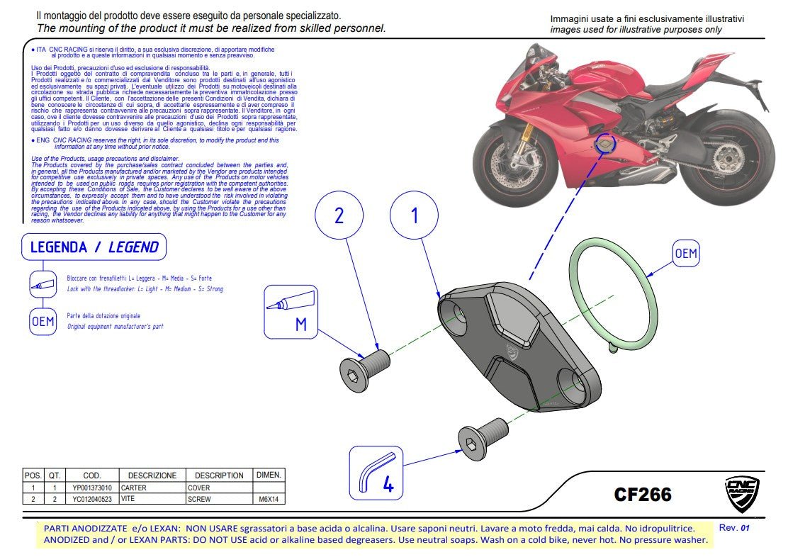 Poklopac paljenja / Poklopac za inspekciju vremena Troy Bayliss Limited Edition CNC Racing Ducati Panigale V4/S (25-26) CF266TB 