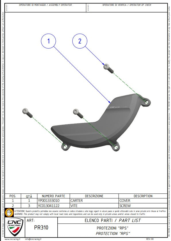 Aluminijski zaštitni poklopac spojke CNC Racing Ducati Panigale V4/S (25-26) PR310 