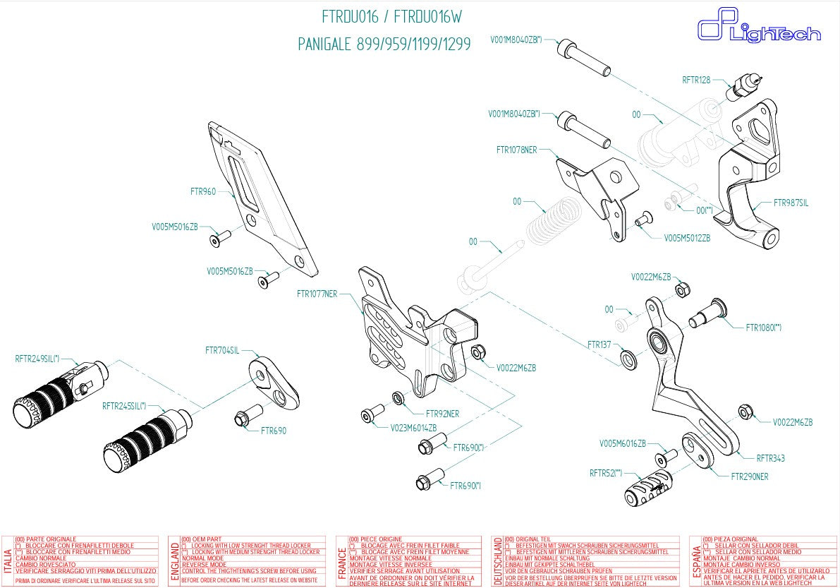 Sustav za prebacivanje LighTech za Ducati Panigale 1199/S/R (12-17) FTRDU016/W 