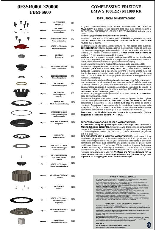 STM suhi spojni komplet BMW S1000RR K67 (19-26) KTT-2700 