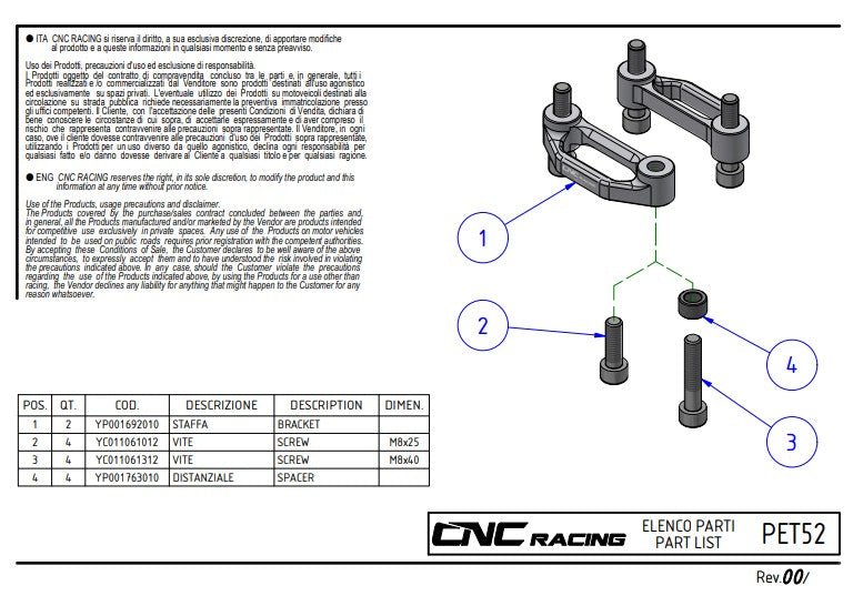 Aluminijske CNC Racing pokrivne ploče za suvozača Ducati Panigale V4/S/R (25-26) PET52 