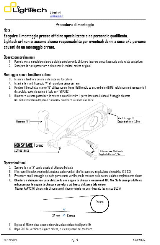 Podesivač lanca LighTech Yamaha YZF-R1 RN22 (09-14) TEYA004 