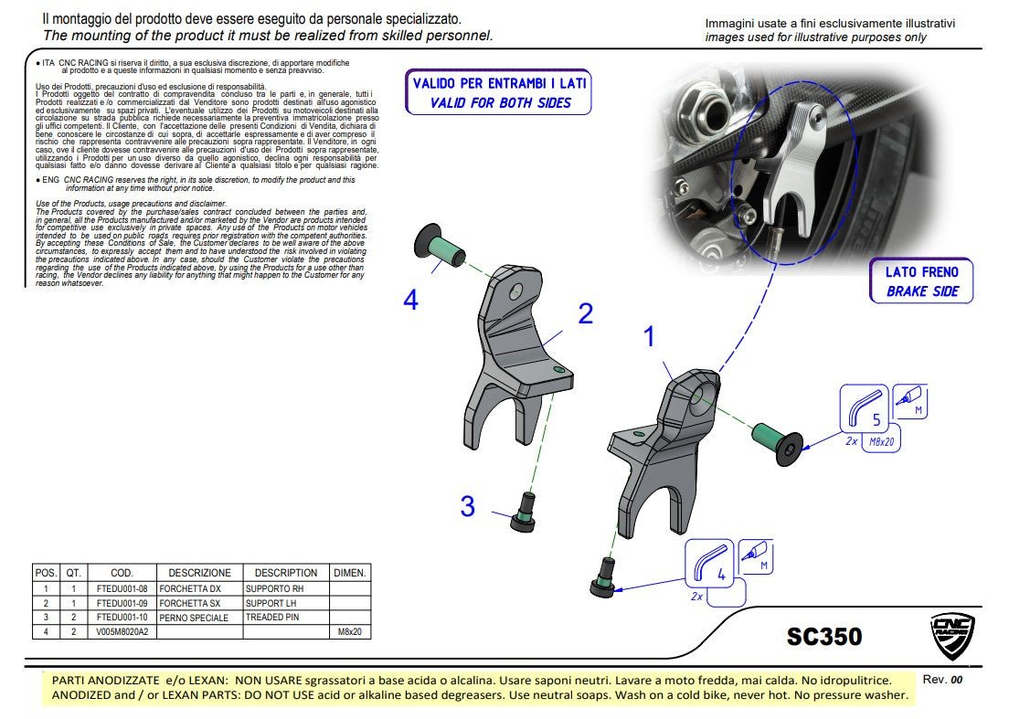 Stalak za podizanje CNC Racing Ducati Panigale V4/S/R (25-26) SC350 