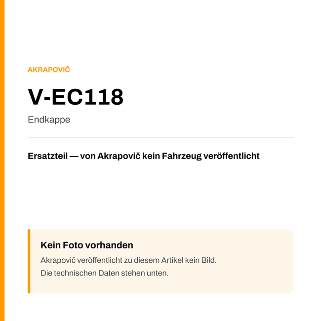 Akrapovic Endkappe V-EC118 — Platzhalter, kein Herstellerfoto verfügbar