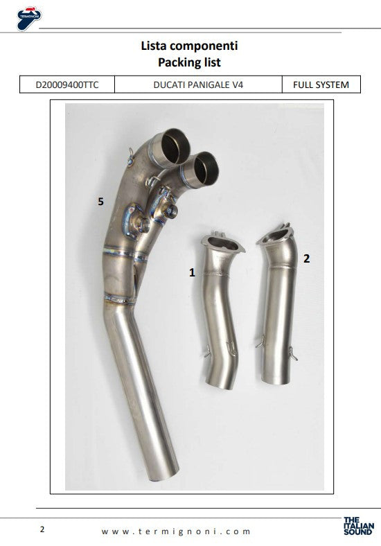 Termignoni kompletna ispušna sustav Titanium D200 RHT Ducati Panigale V4 R (19-24) D20009400TTC 