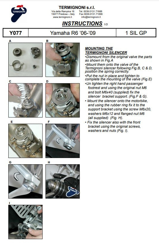 Termignoni Slip-On Classic-GP High Yamaha YZF-R6 (06-26) Y077080CR 