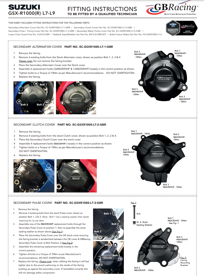 Kompletna zaštita motora GBRacing za Suzuki GSX-R 1000 (17-23) 