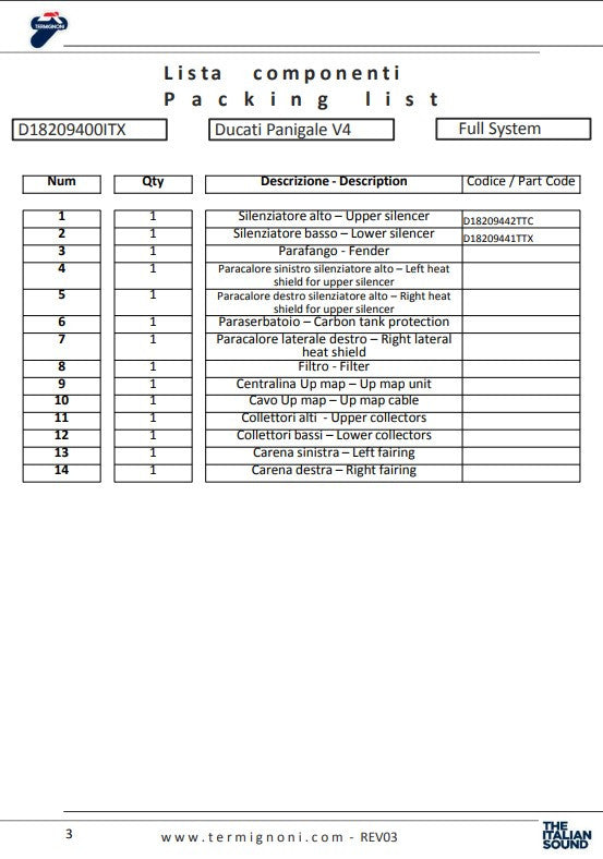 Termignoni kompletni sustav Titanium 4USCITE Ducati Panigale V4 R (19-24) D18209401TTX 