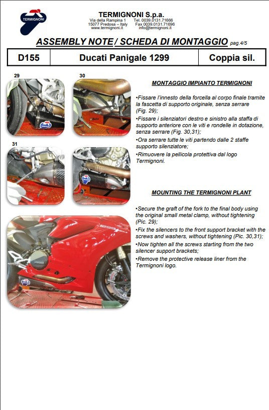 Termignoni Slip-On Kit Carbon Ducati Panigale 899 (13-16) D155102CPT+D155Y 
