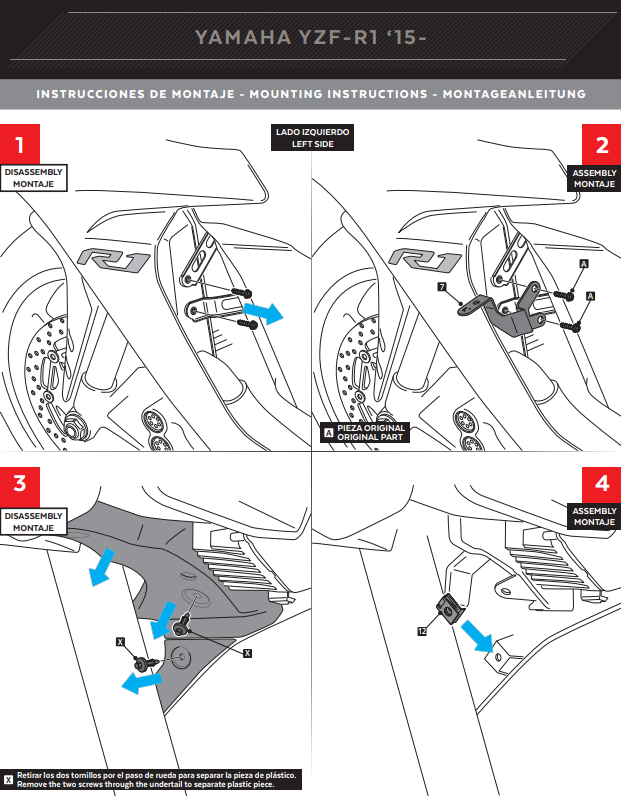 Puig Winglets Spoiler Downforce Yamaha YZF-R1/M RN32 RN49 (15-19) 9766 