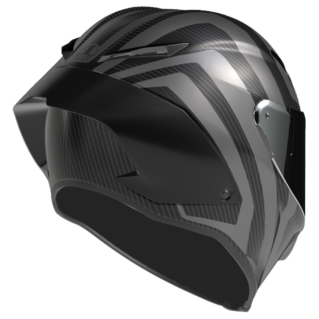 AGV Pista GP RR S Intrepido Matt Carbon/Schwarz/Silber Integral-Rennhelm, Dreiviertelansicht von hinten