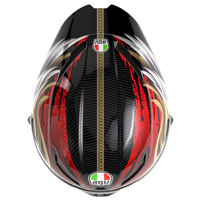 AGV Pista GP RR S Onore Carbon/Gold/Rot Integral-Rennhelm, Draufsicht