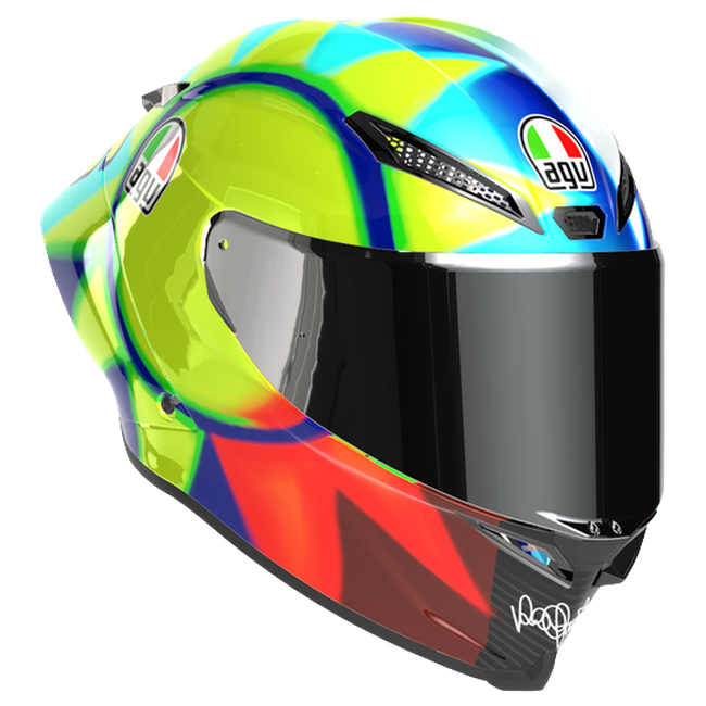 AGV Pista GP RR S Soleluna 2021 Valentino Rossi Replica Integral-Rennhelm, Dreiviertelansicht