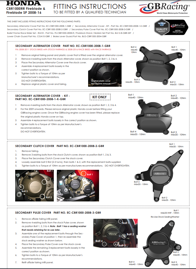 Zaštitna navlaka za kvačilo GBRacing za Honda CBR 1000 RR (08-16) 