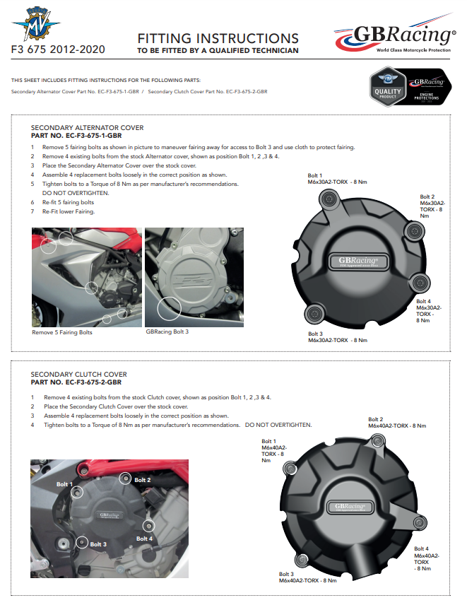 Zaštita poklopca alternatora GBRacing za MV Agusta F3 675/800 (12-26) 